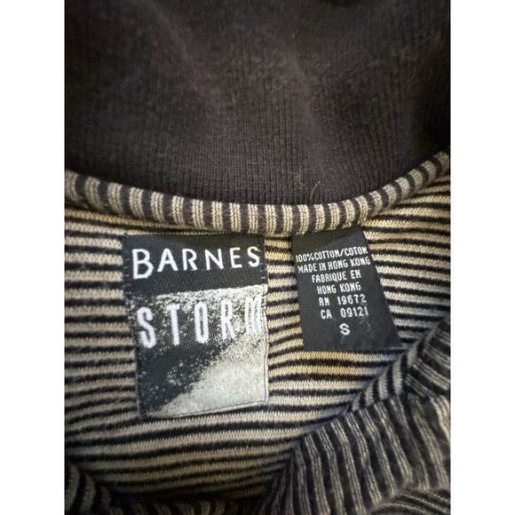 Vintage Barnes Storm Men’s Long Sleeve Sweater Size L Balck & Grey Stripe - Picture 3 of 8